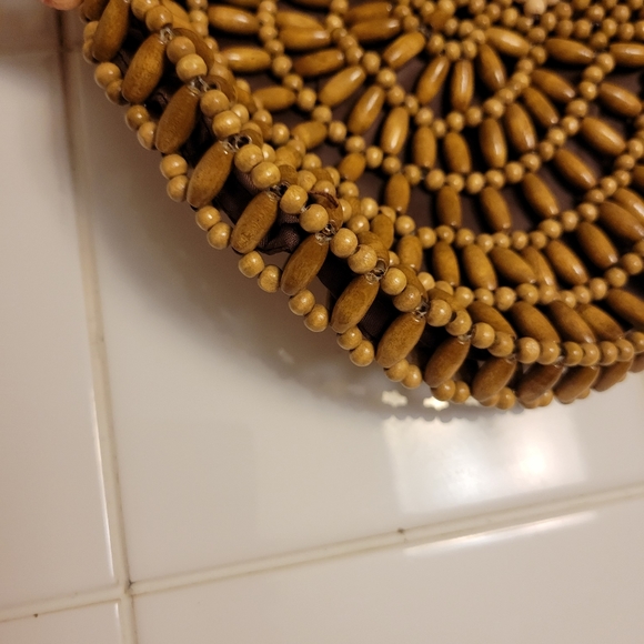 Boho wood beaded clutch - Picture 2 of 4